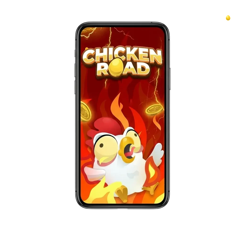 Mockup of Chicken Road casino game on smartphone and laptop, with French text about downloading the app in 2025.
