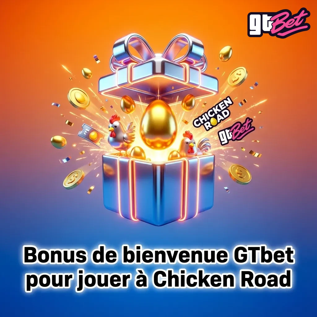 Bannière GTbet montrant un bonus de bienvenue casino jusqu’à 10 000 € pour jouer à Chicken Road
