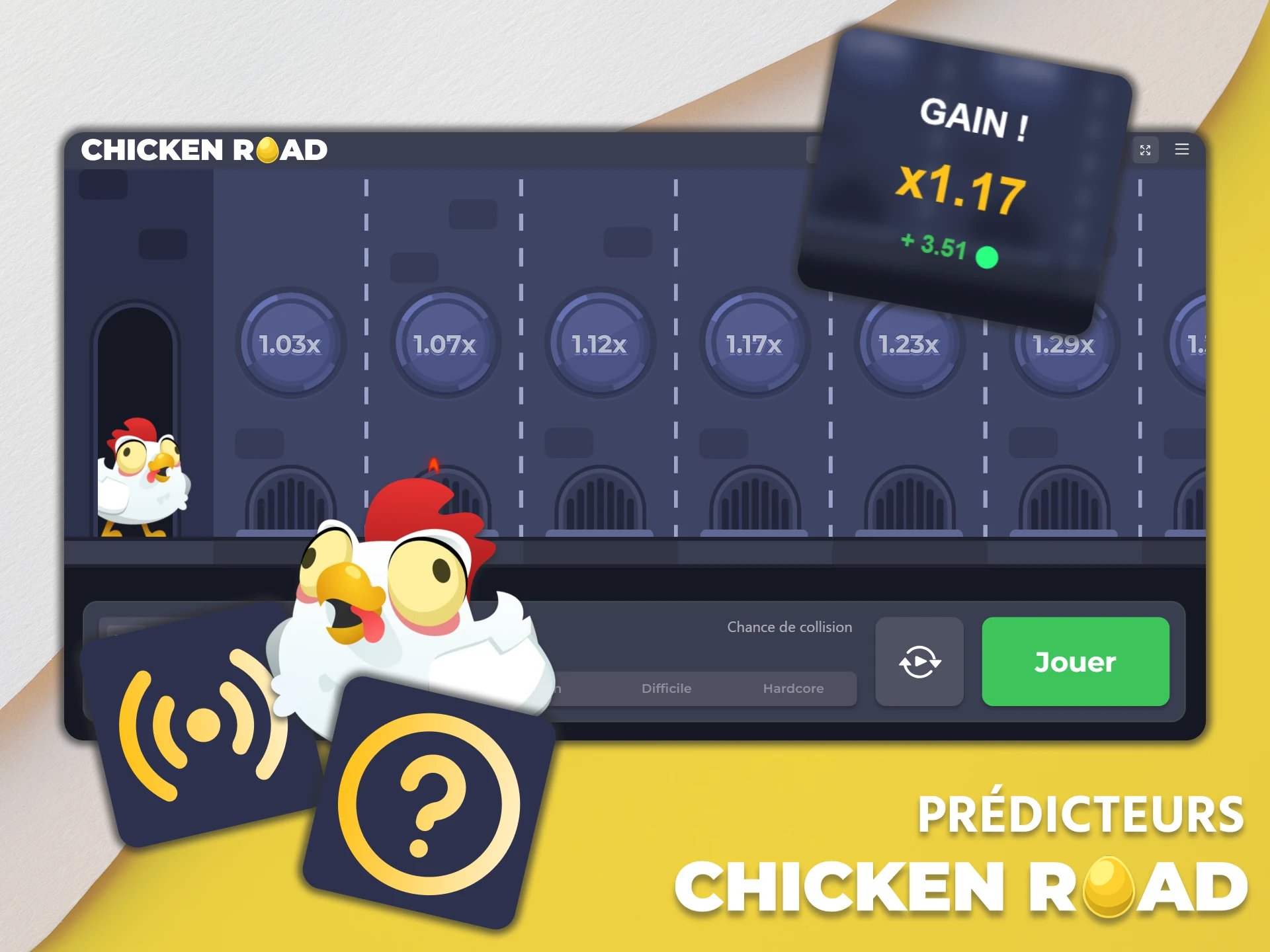 Consultez les informations sur les prédicteurs du jeu Chicken Road.
